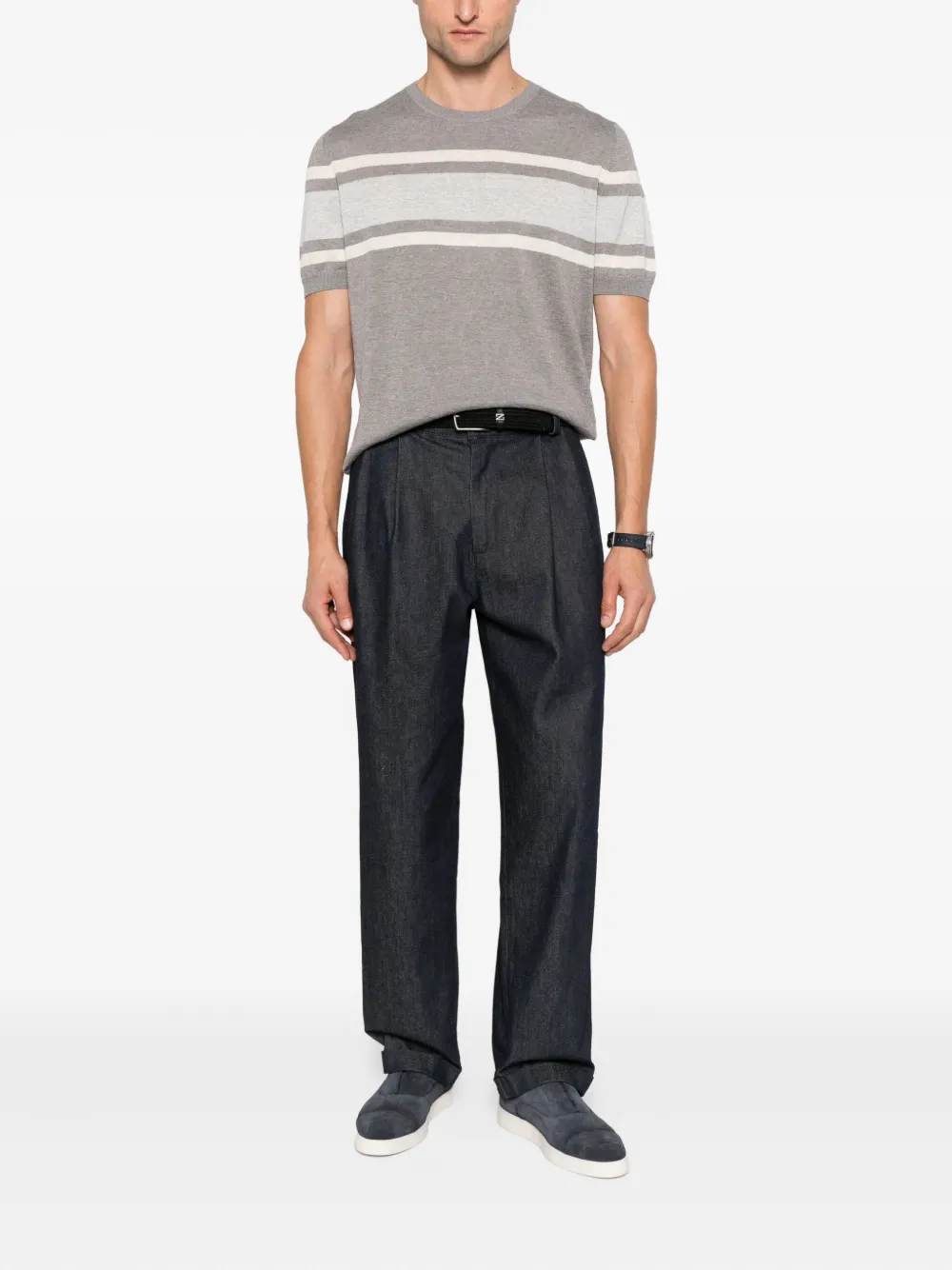 Gran Sasso T-shirt met gestreept detail - Grijs