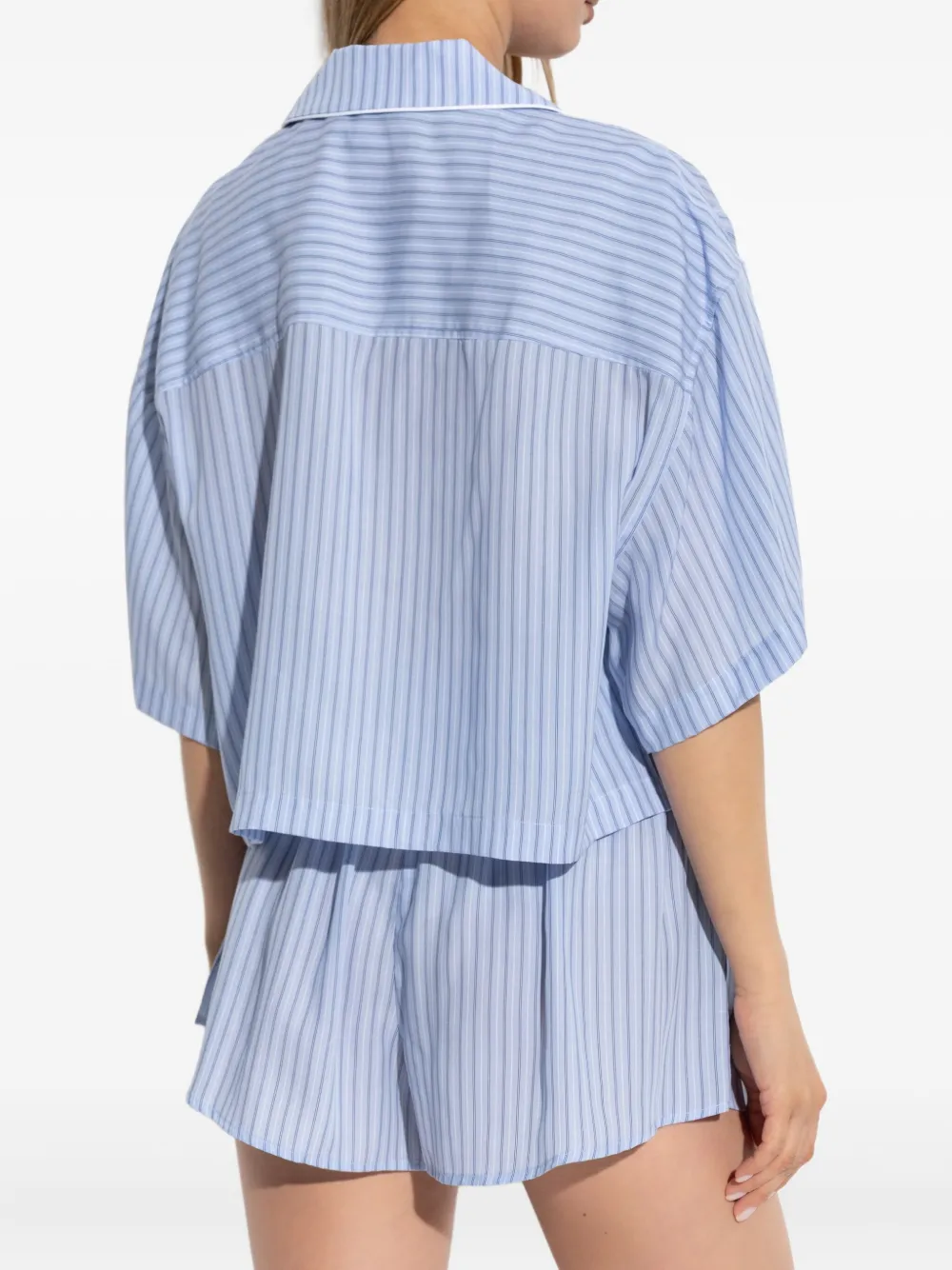 Alexander Wang striped elastic-waist shorts Blauw