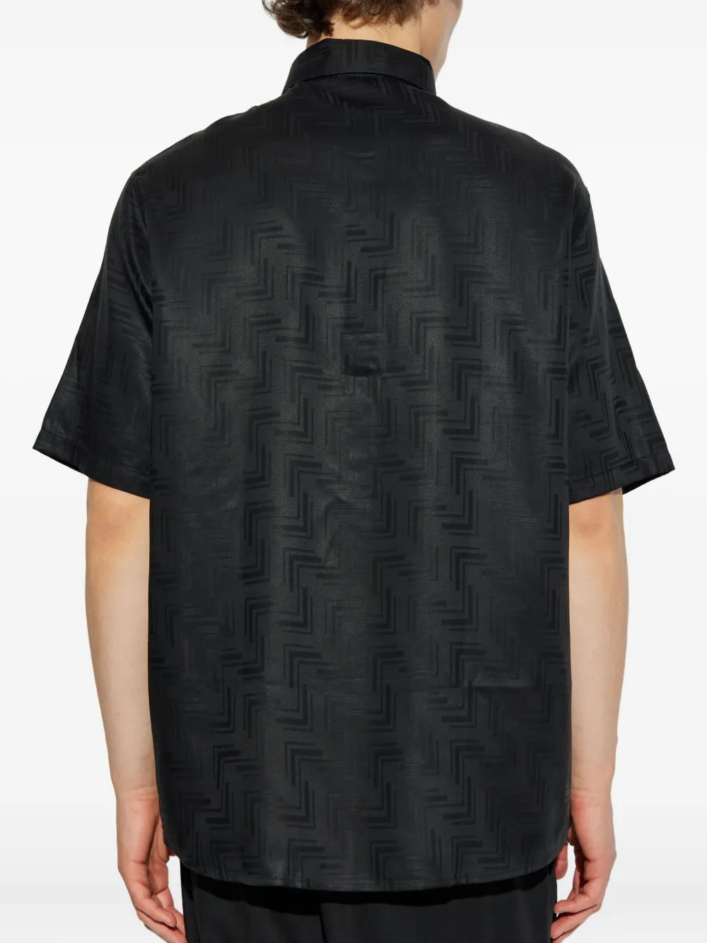 Emporio Armani geometric-pattern short-sleeve shirt Zwart