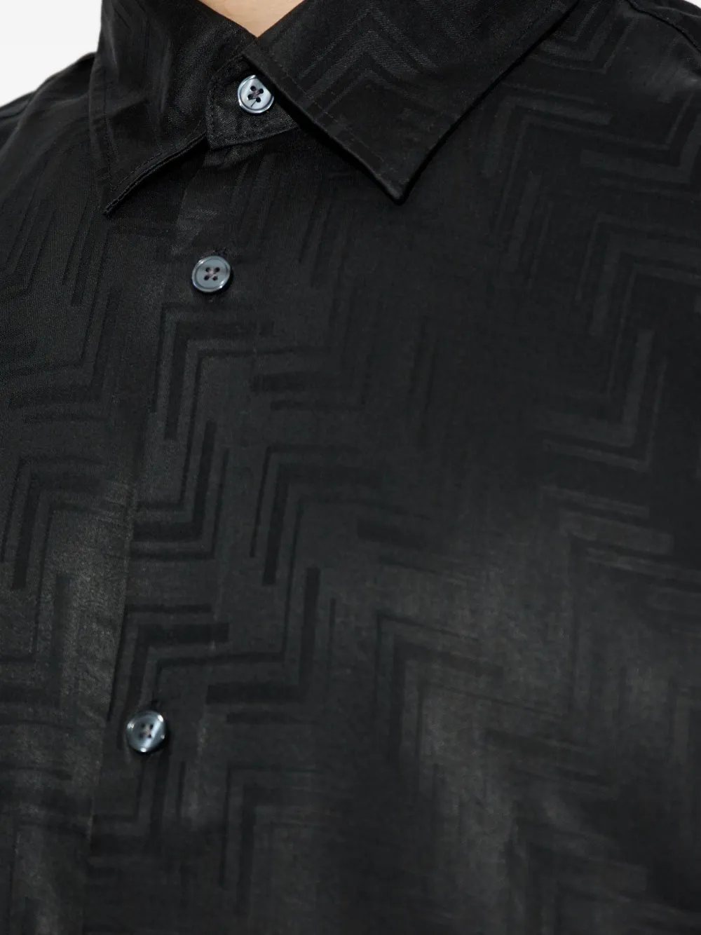 Emporio Armani geometric-pattern short-sleeve shirt Zwart