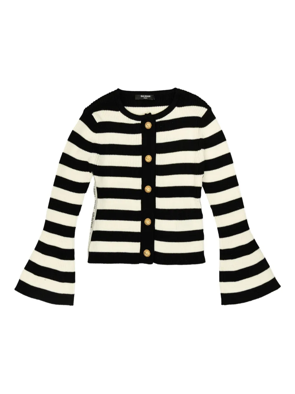 Balmain Kids striped bell-sleeve cardigan Zwart