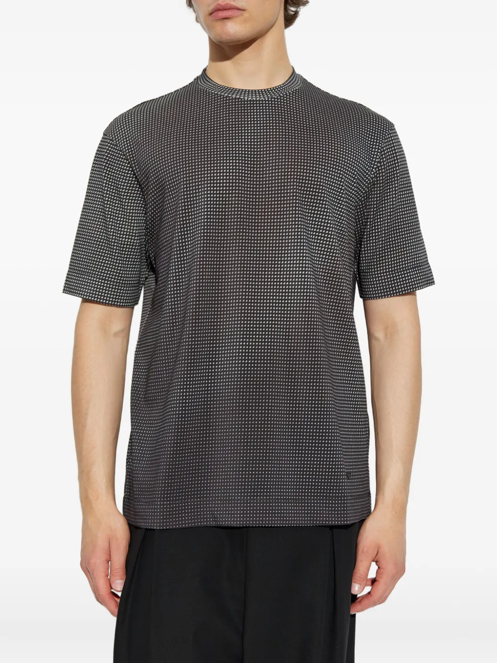 Emporio Armani geometric-print cotton T-shirt Zwart