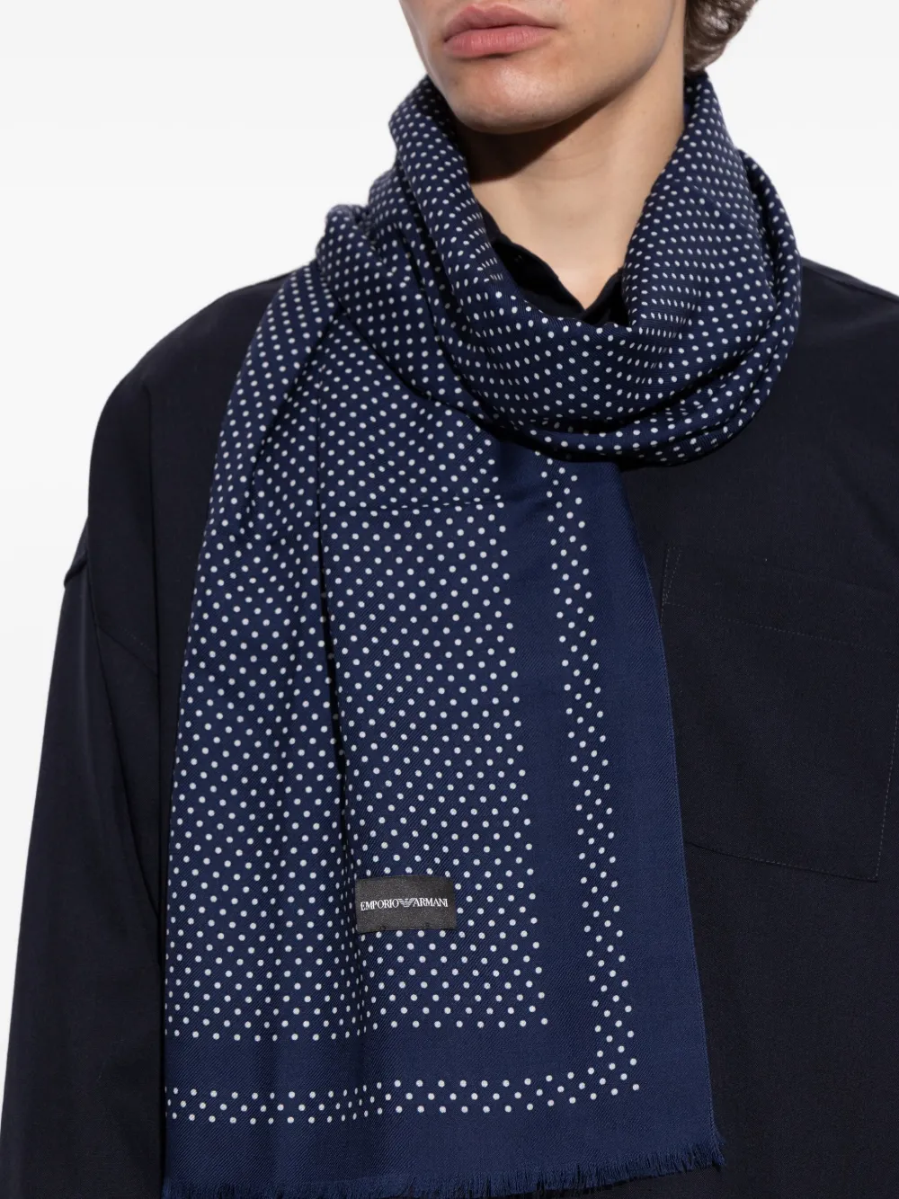 Emporio Armani Sjaal met stippen Blauw