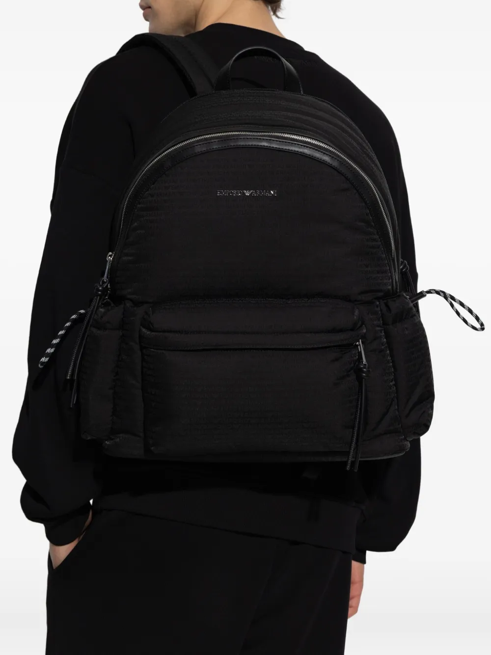 Emporio Armani Gewatteerde rugzak met logoplakkaat Zwart