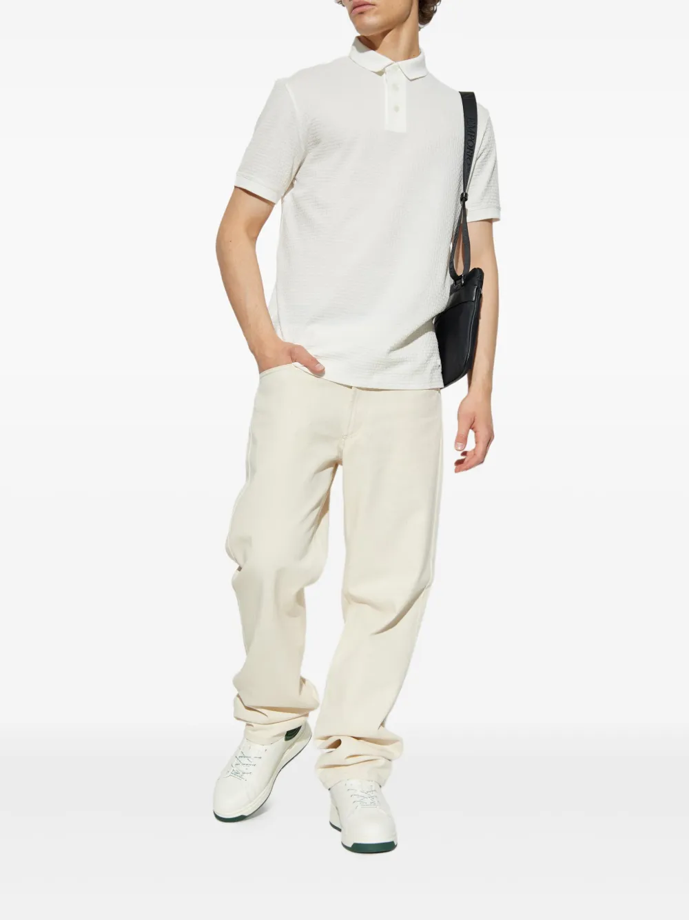 Emporio Armani Poloshirt met textuur Wit