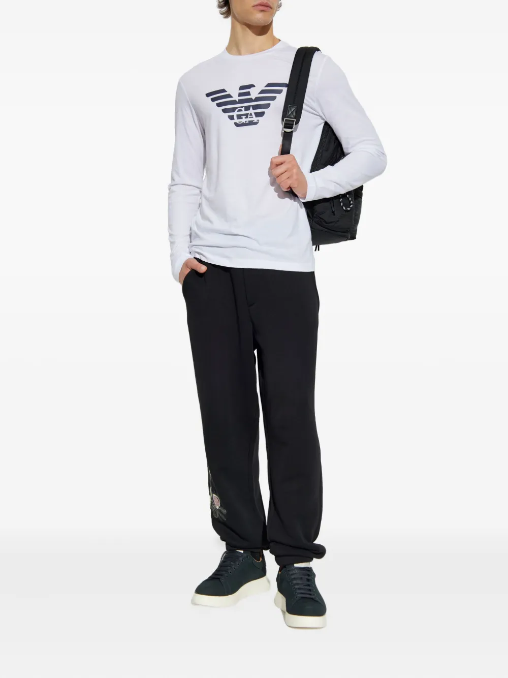 Emporio Armani logo-print long-sleeve T-shirt Wit