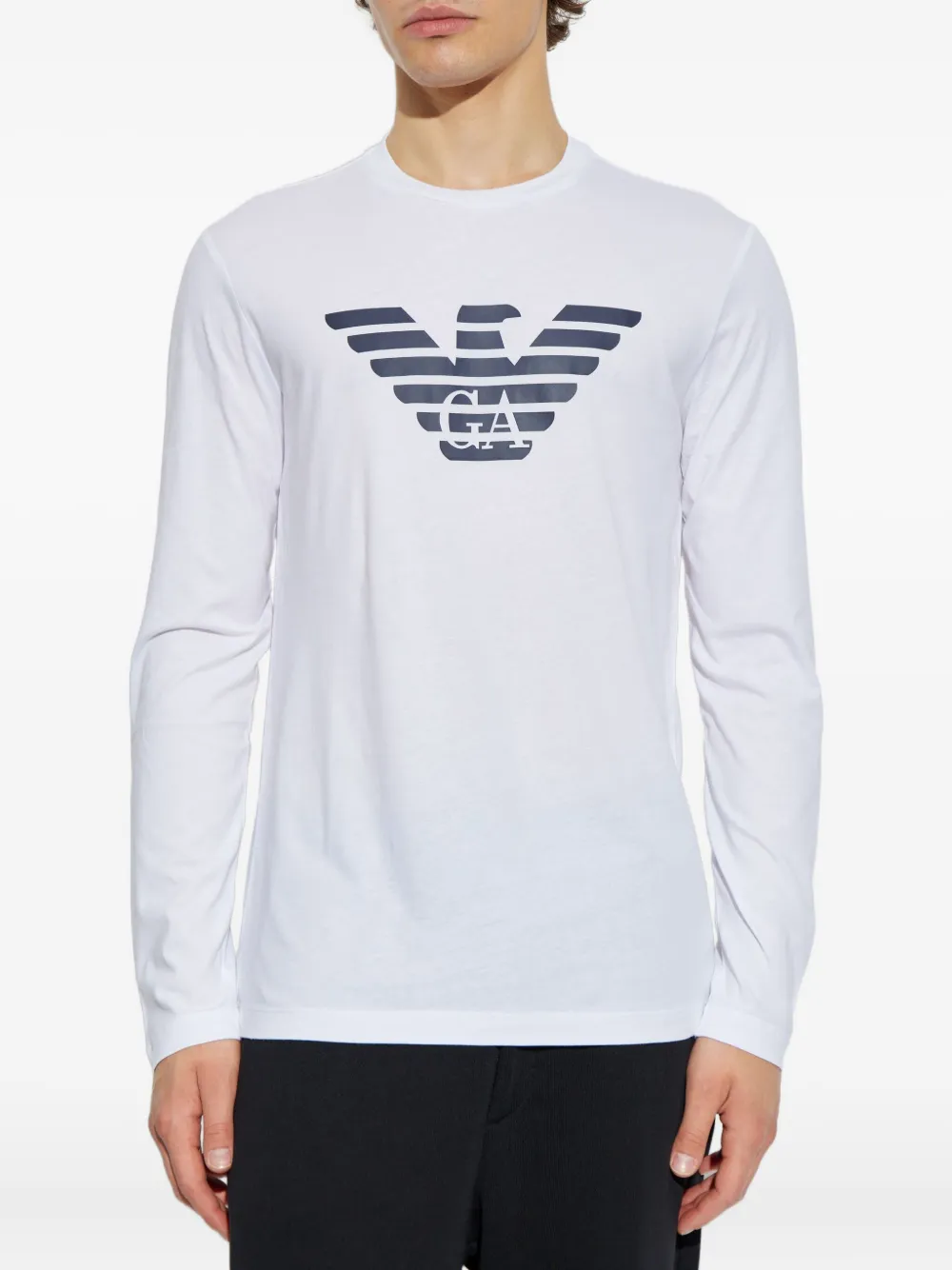 Emporio Armani logo-print long-sleeve T-shirt Wit