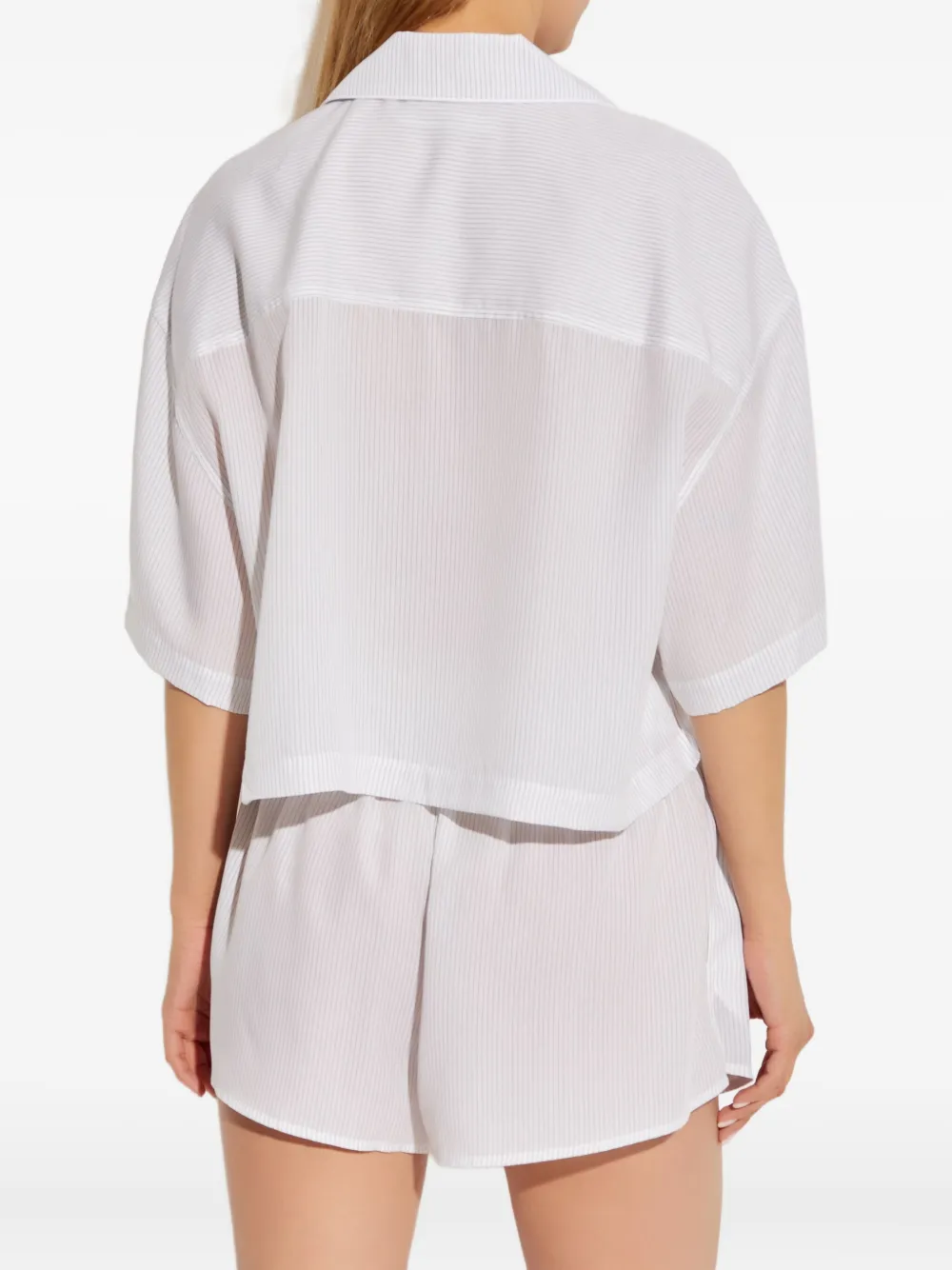 Alexander Wang Top met krijtstreep en korte mouwen Wit