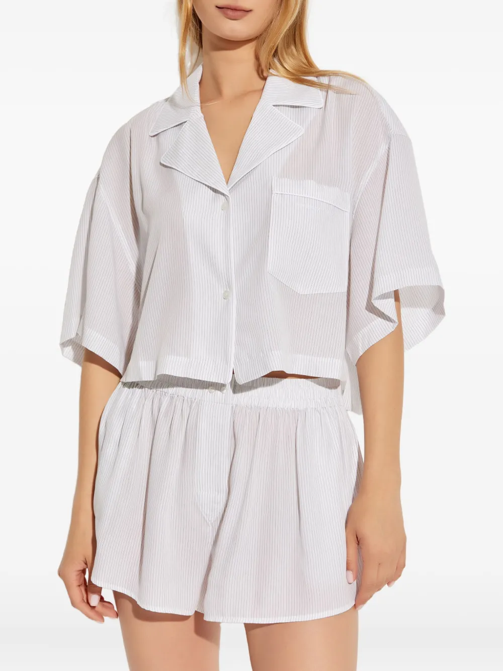 Alexander Wang Top met krijtstreep en korte mouwen Wit