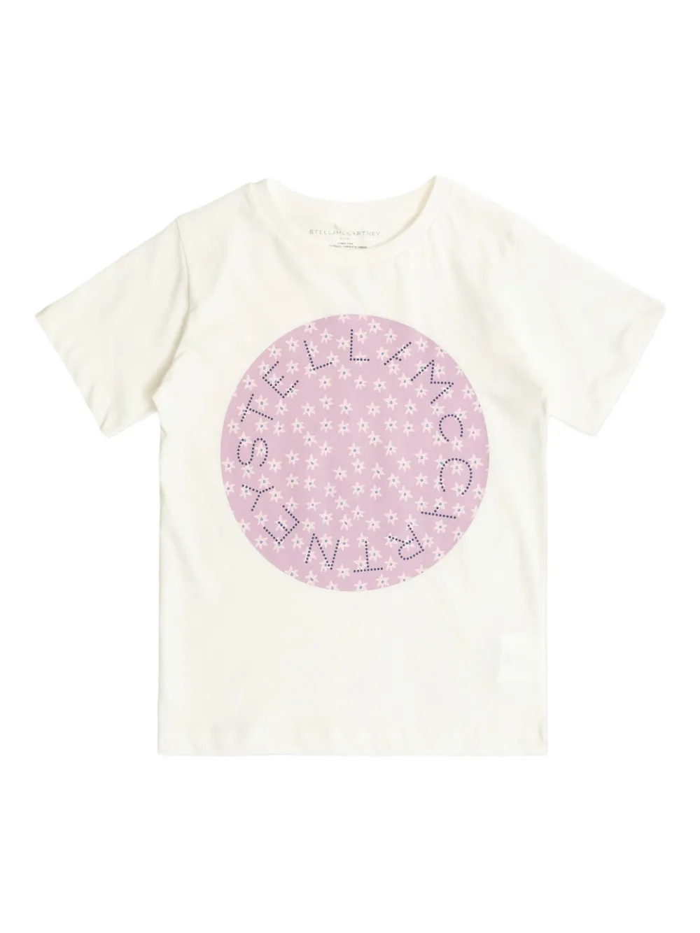 Stella McCartney Kids floral-print logo T-shirt Wit