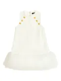 Balmain Kids lion-head button tulle dress - White