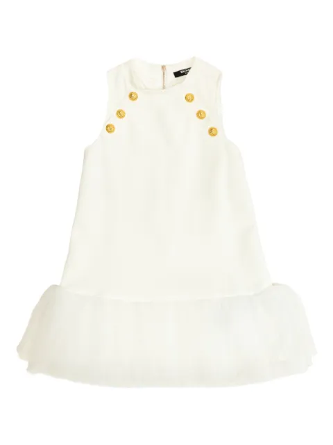 Balmain Kids lion-head button tulle dress