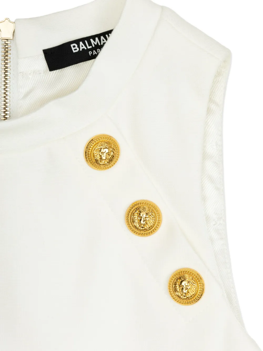 Balmain Kids lion-head button tulle dress Wit