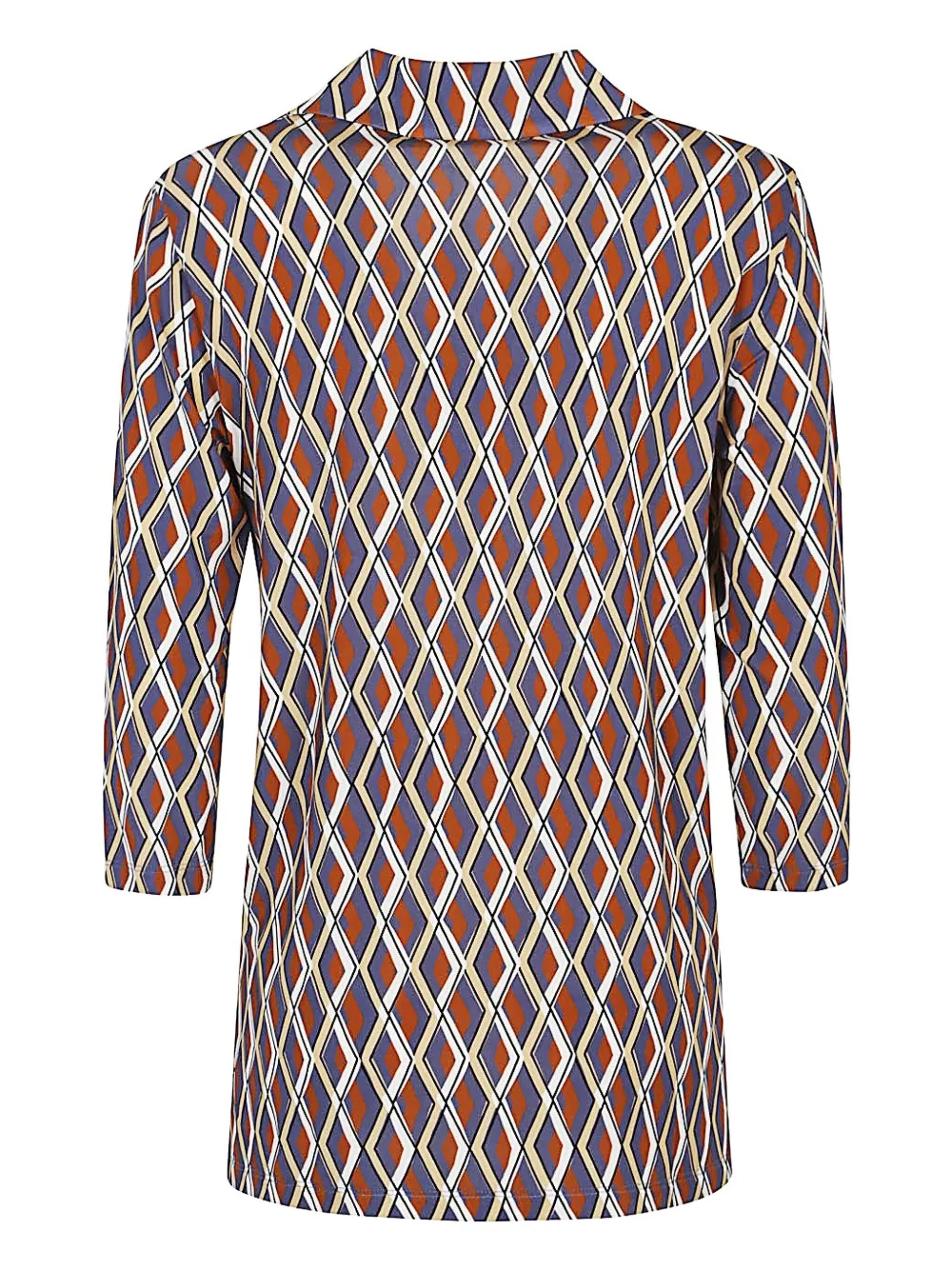 Siyu Blouse met geometrische print en polokraag - Bruin