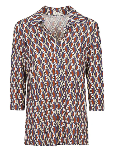 Siyu geometric-print polo-neck blouse