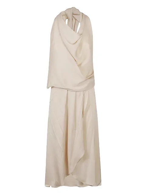 SILK95FIVE halterneck draped dress