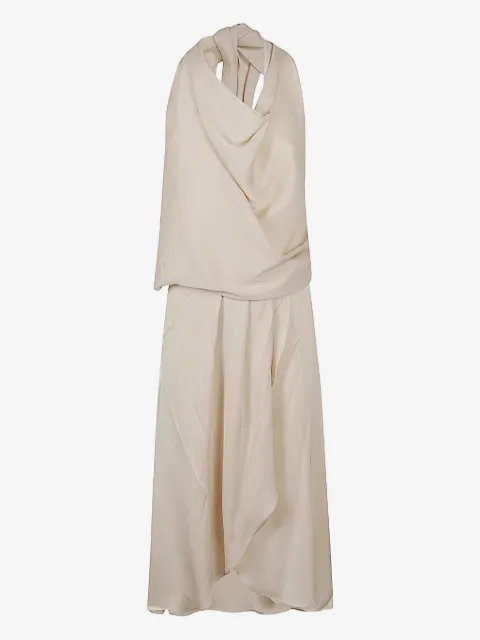 SILK95FIVE vestido drapeado con cuello halter