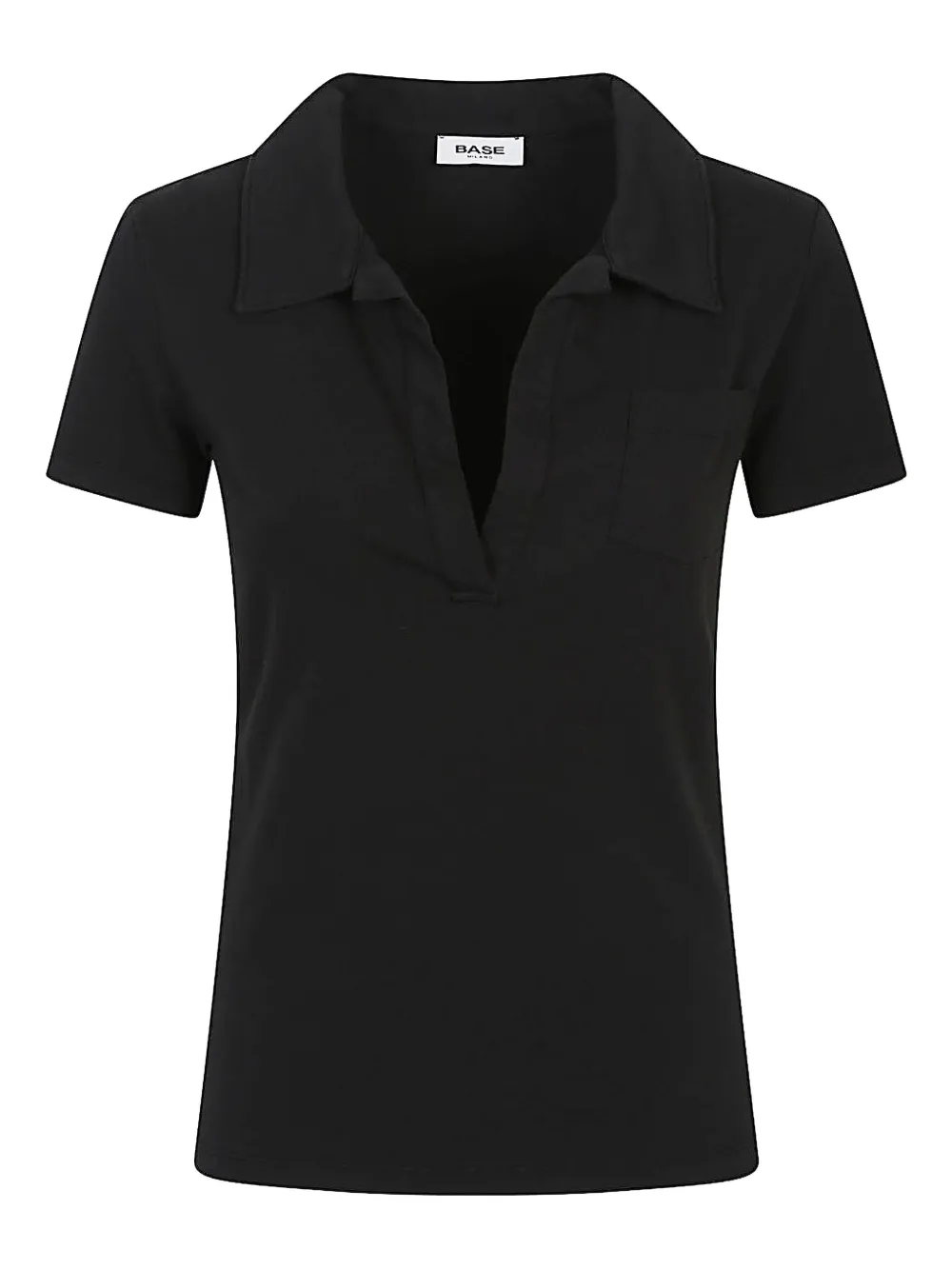 base patch-pocket polo-collar t-shirt | Black | Image 1