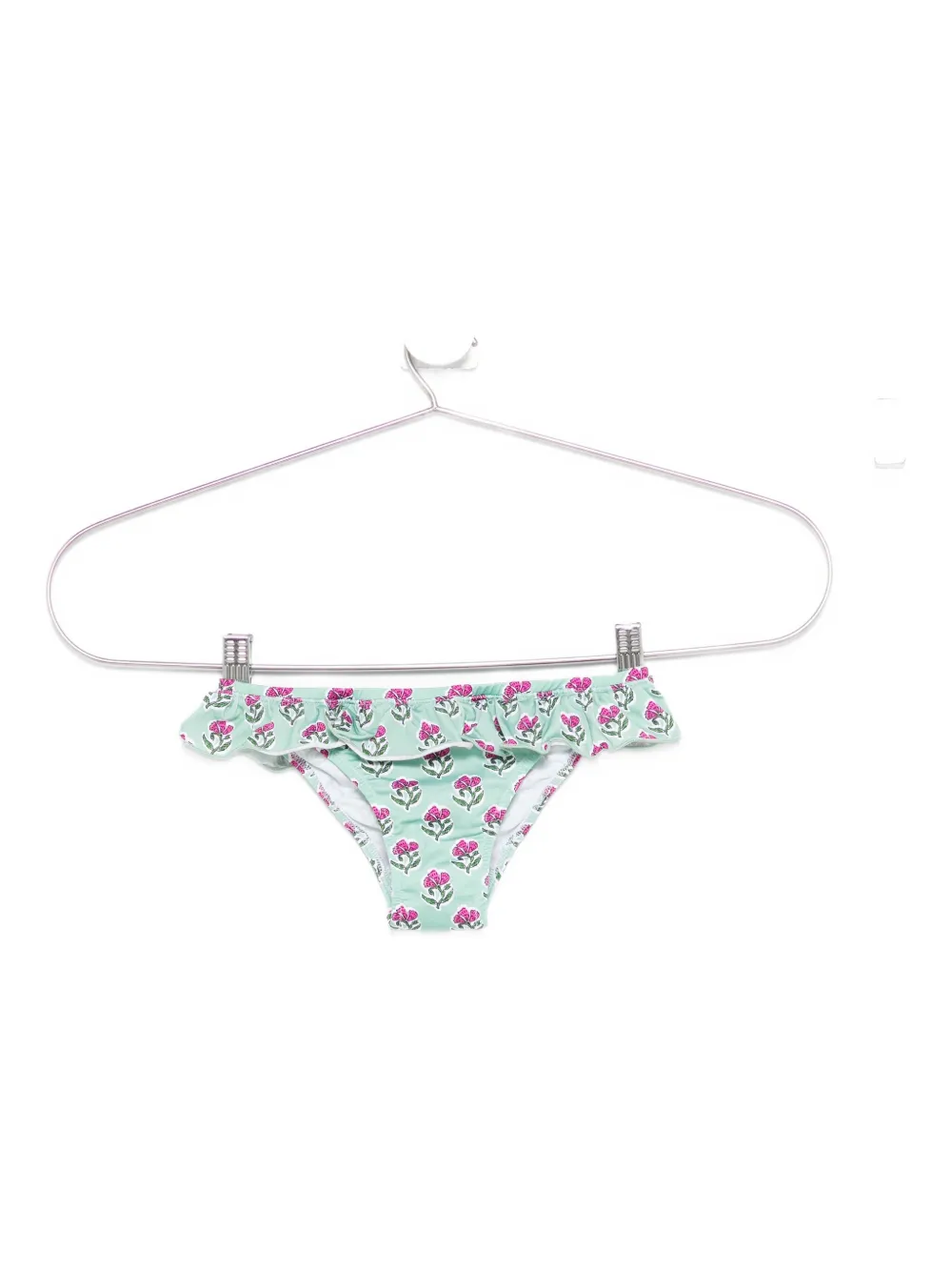 MC2 Saint Barth Kids ruffled floral-print bikini bottom Groen