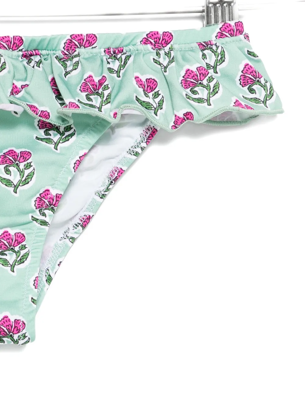 MC2 Saint Barth Kids ruffled floral-print bikini bottom Groen