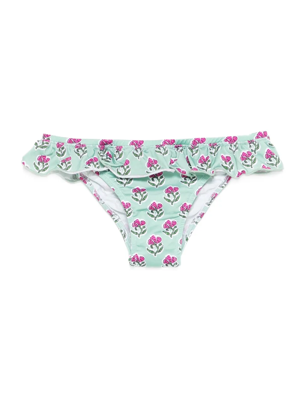 MC2 Saint Barth Kids Bikinislip met bloe print en ruches Groen