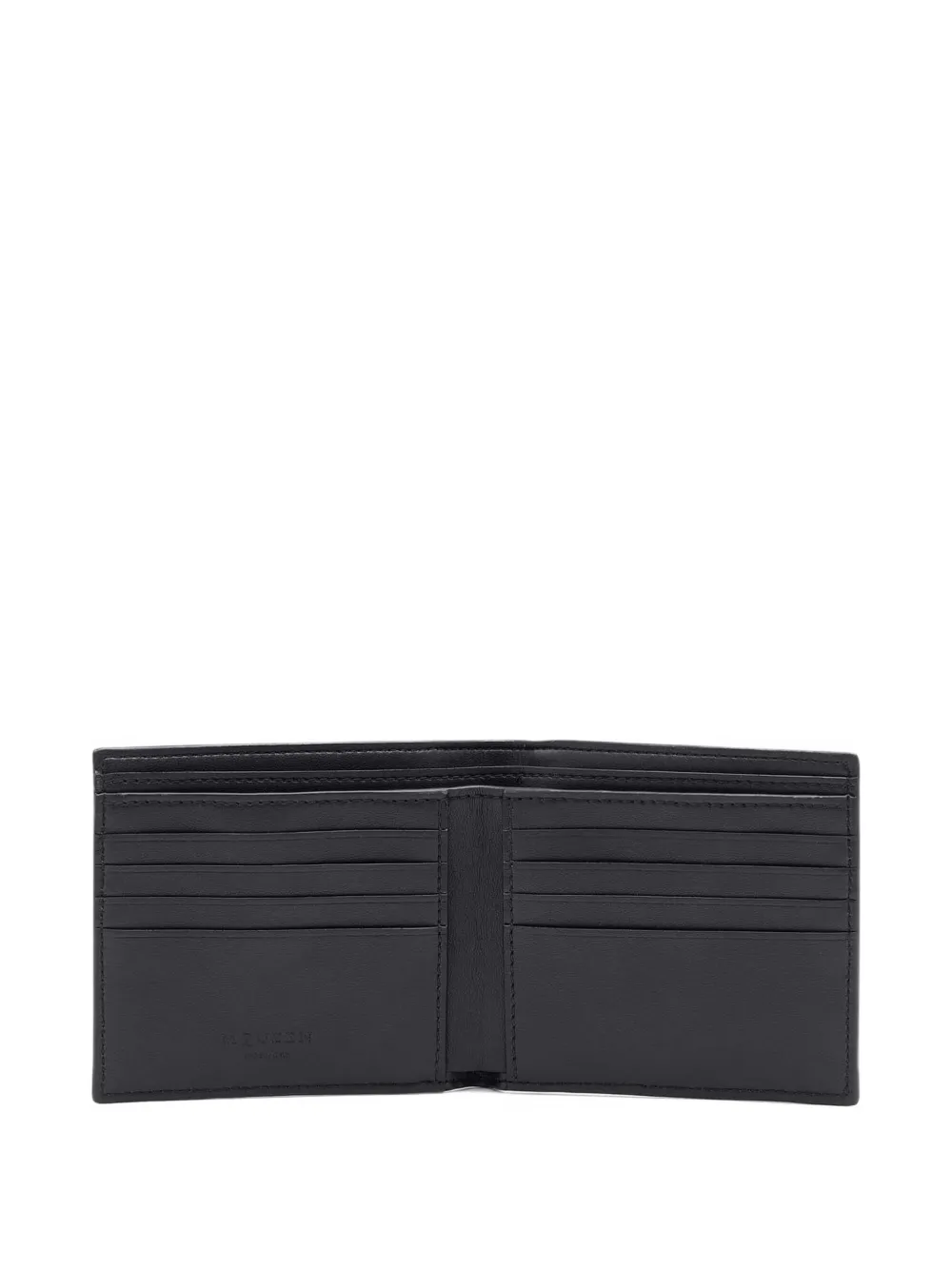 Alexander Mcqueen Bifold Wallet In Smooth Calf Leather With Logo Print In Black