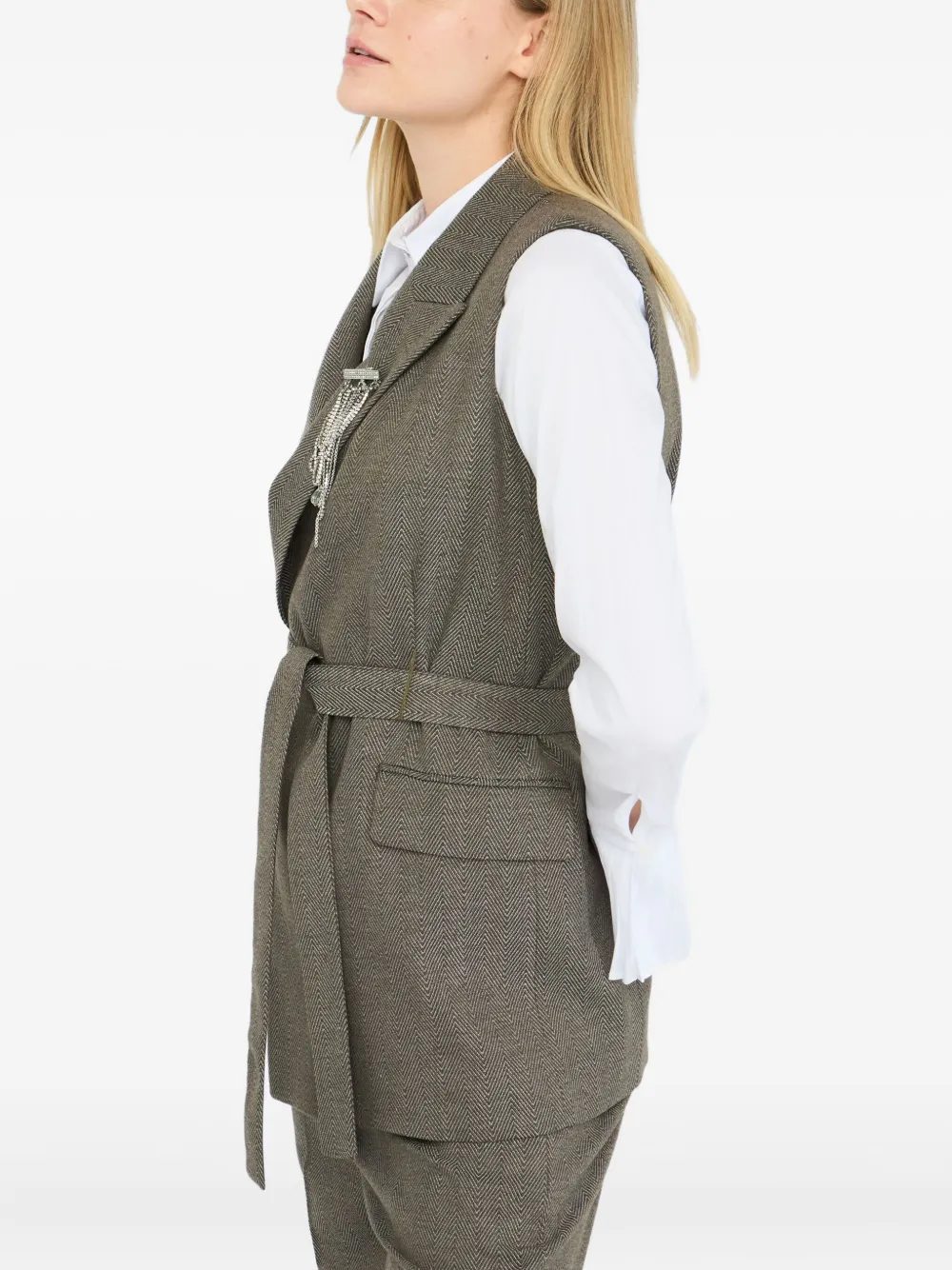 LIU JO chevron brooch waistcoat Groen