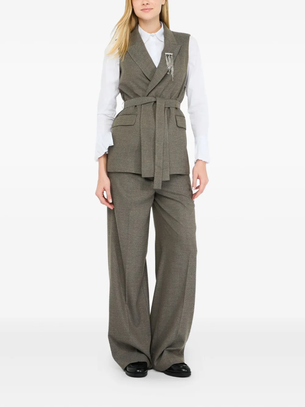 LIU JO chevron brooch waistcoat Groen