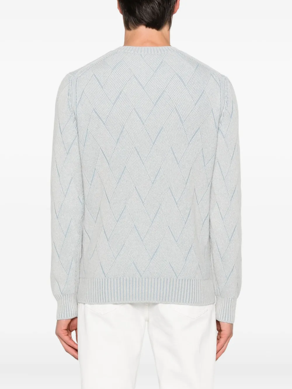 Gran Sasso Chevron-pattern Crew-neck Sweater In Blue