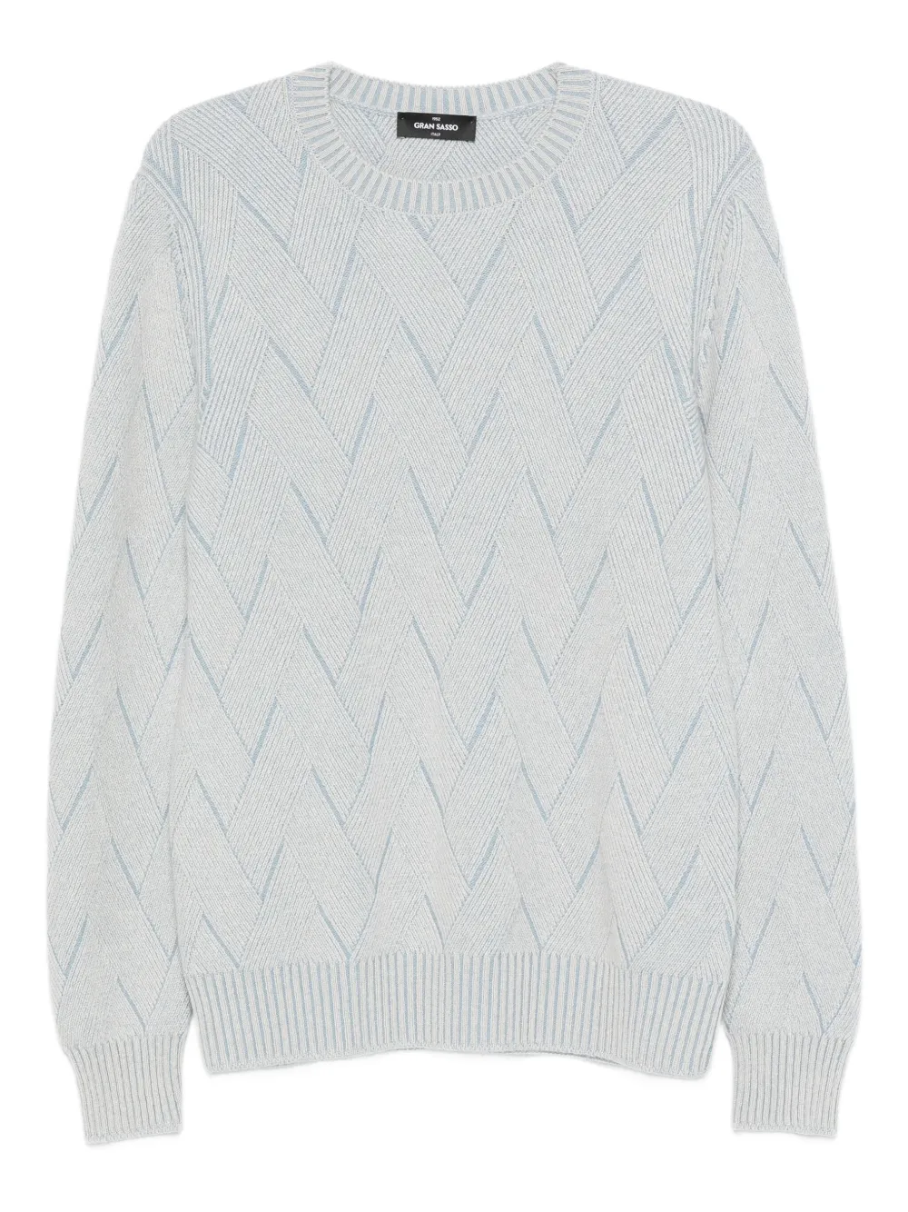 Gran Sasso Chevron-pattern Crew-neck Sweater In Blue