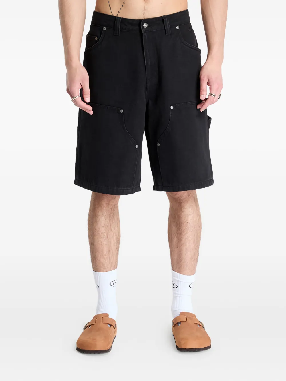 dime double-pocket denim shorts | Black | Image 1