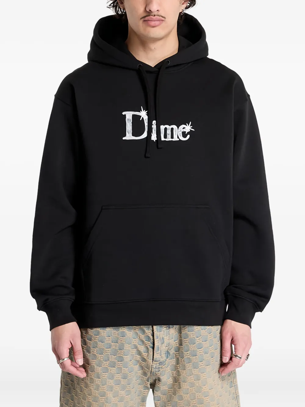 dime logo-embroidered hoodie | Black | Image 1