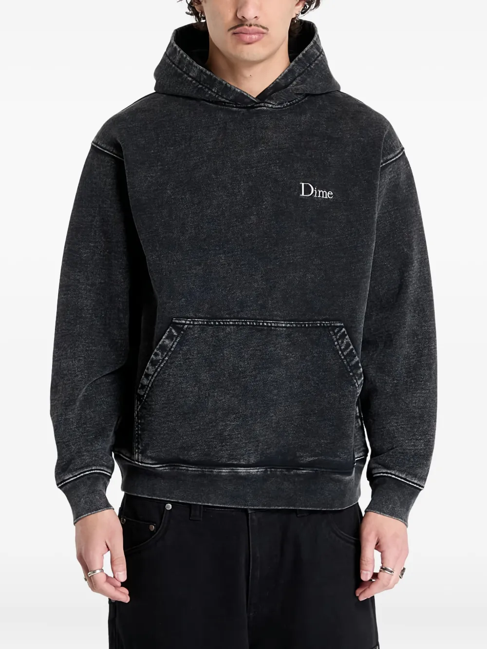 dime logo-embroidered hoodie | Black | Image 1