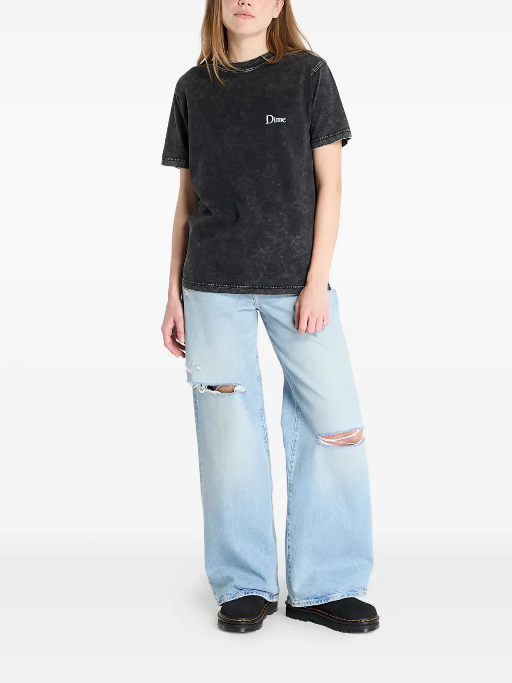 dime logo-embroidered acid-wash T-shirt | T-Shirts | Image 2