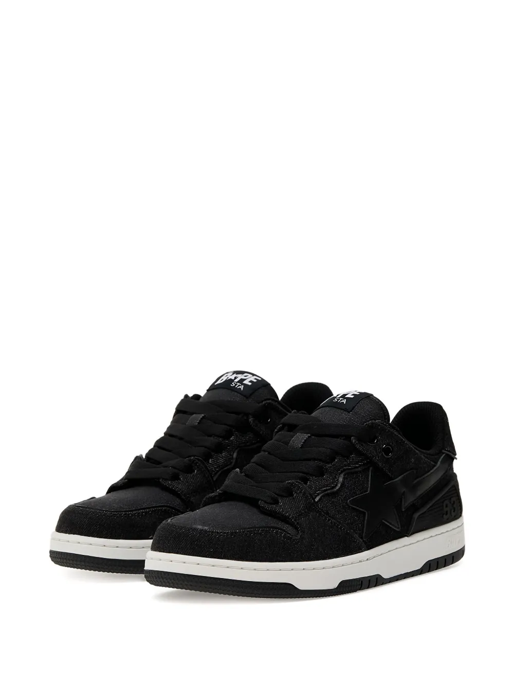 A BATHING APE star-embellished denim trainers Black