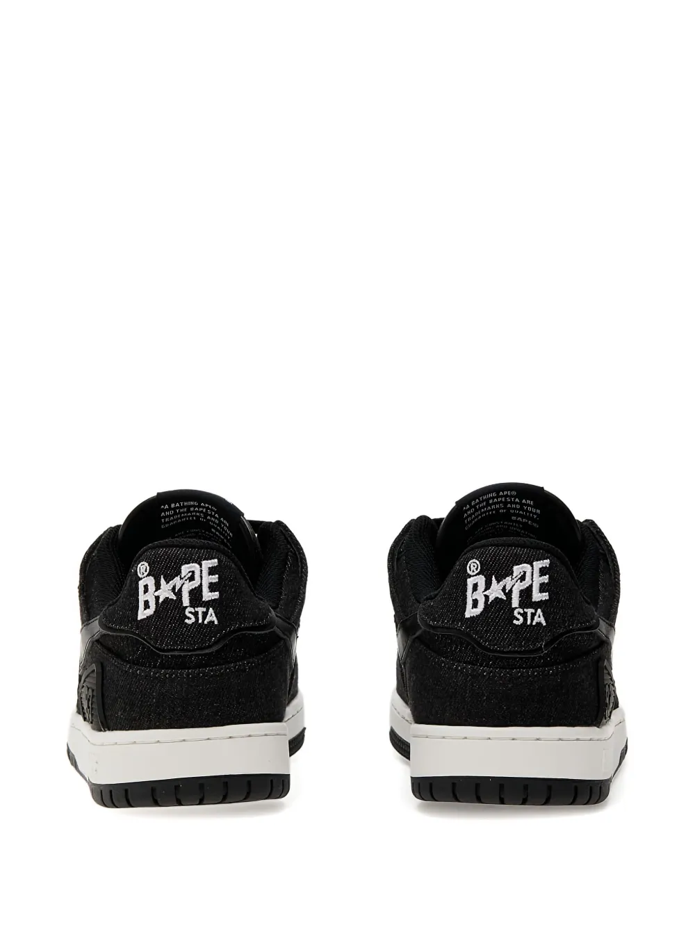 A BATHING APE star-embellished denim trainers Black