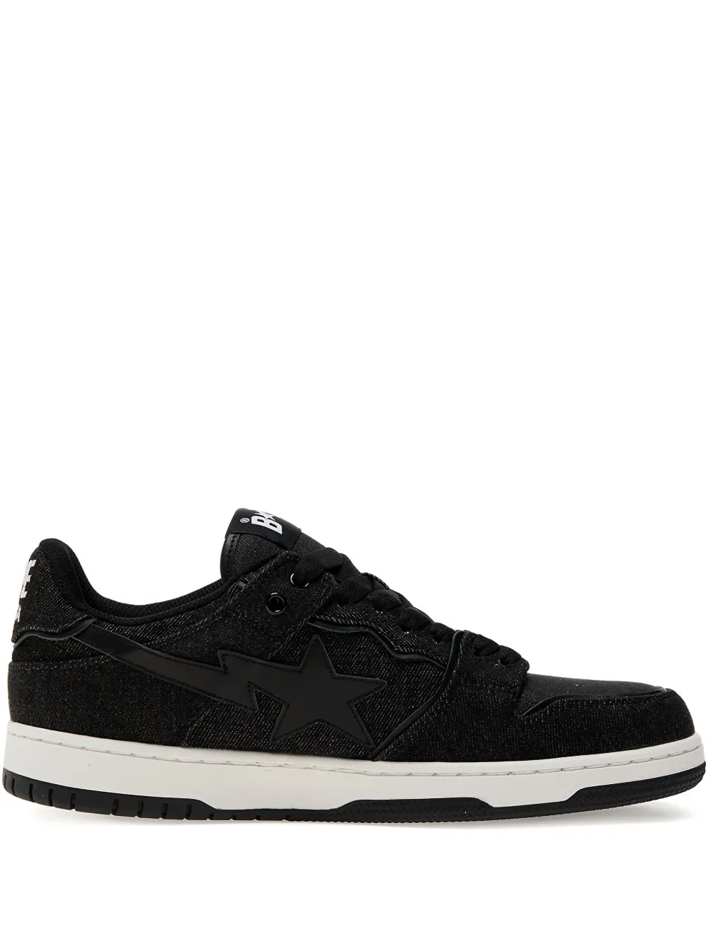 A BATHING APE star-embellished denim trainers Black