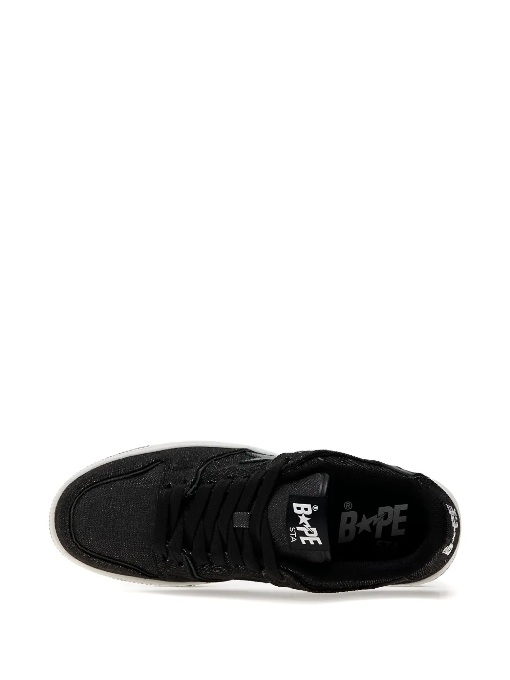 A BATHING APE star-embellished denim trainers Black