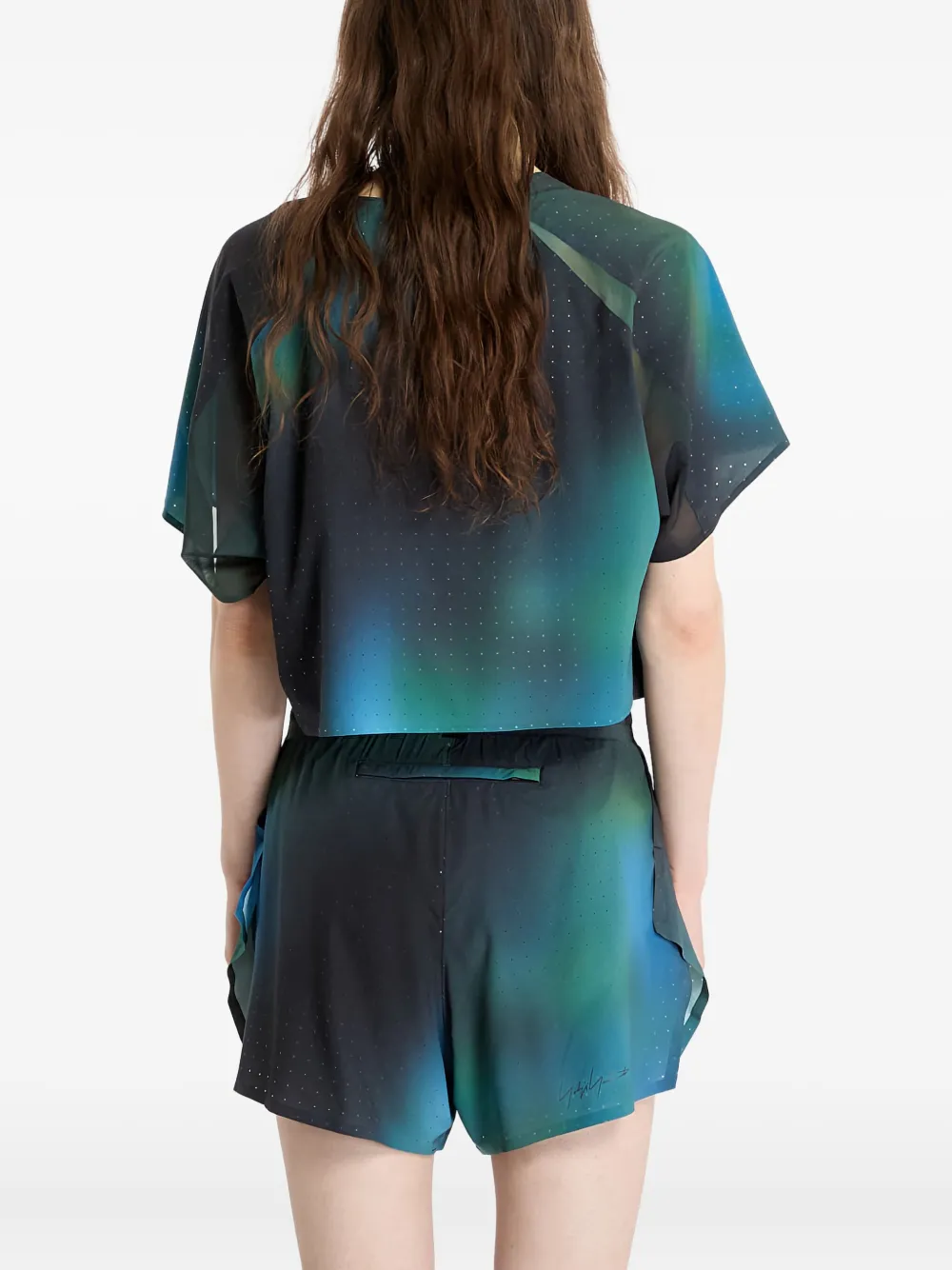 Y-3 T-shirt met tie-dye print Blauw