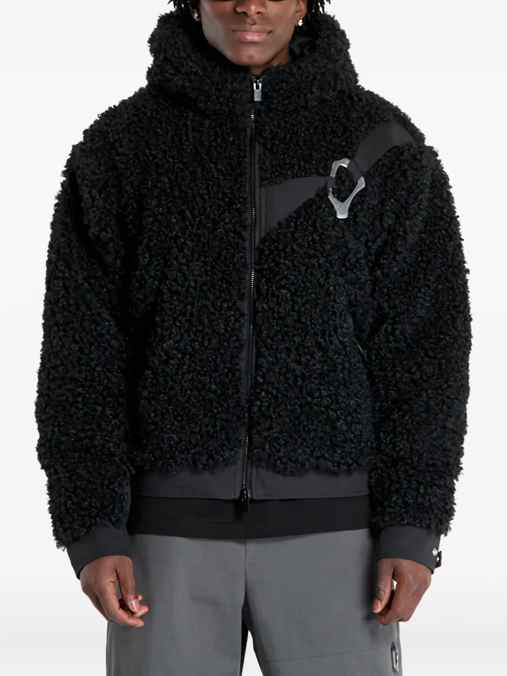 HELIOT EMIL fleece hooded jacket | Black | Image 1