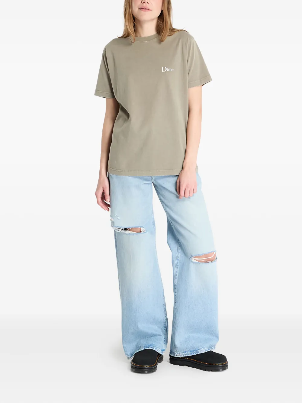  Dime Logo-print T-shirt - Grey 
