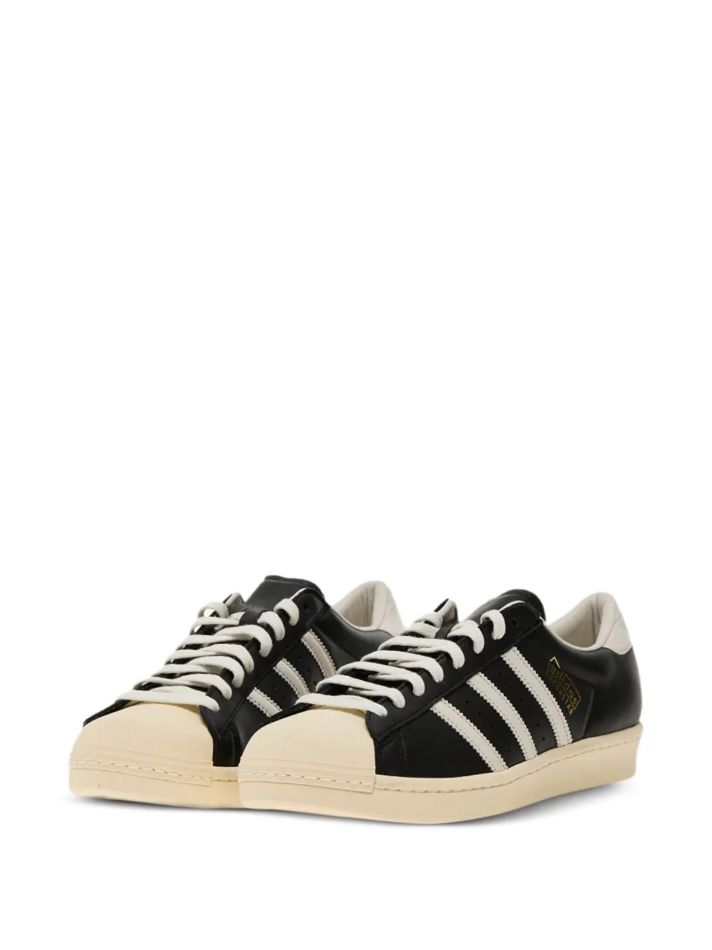 adidas Superstar three-stripe leather sneakers Black
