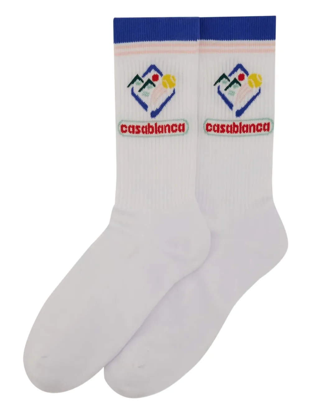 Casablanca logo-intarsia ribbed socks Zwart
