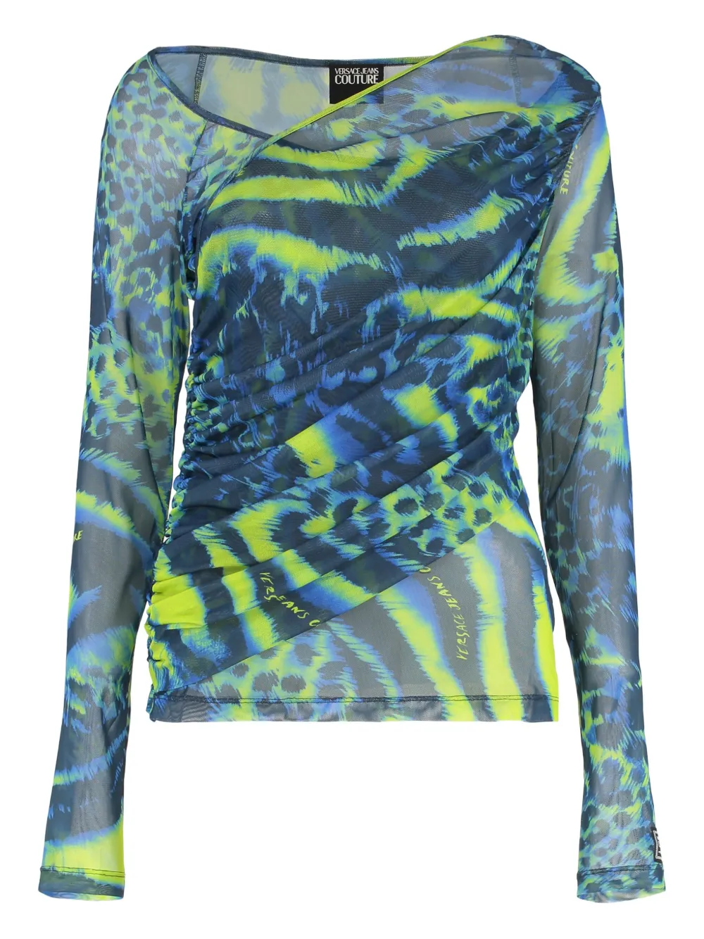 Versace Jeans Couture animal-print draped top | Blue | Image 1