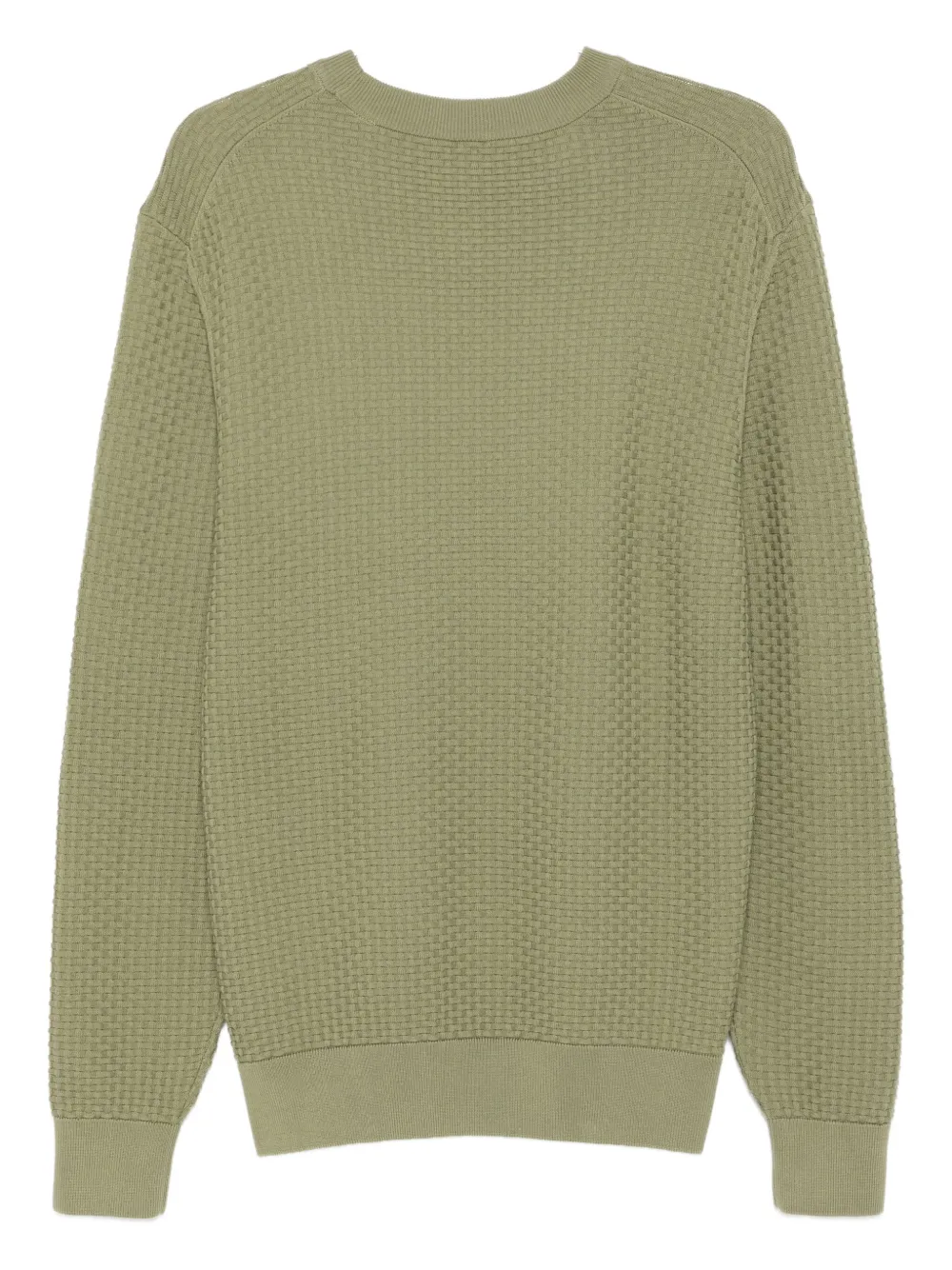 BOSS Sweater met wafelpatroon en ronde hals Groen