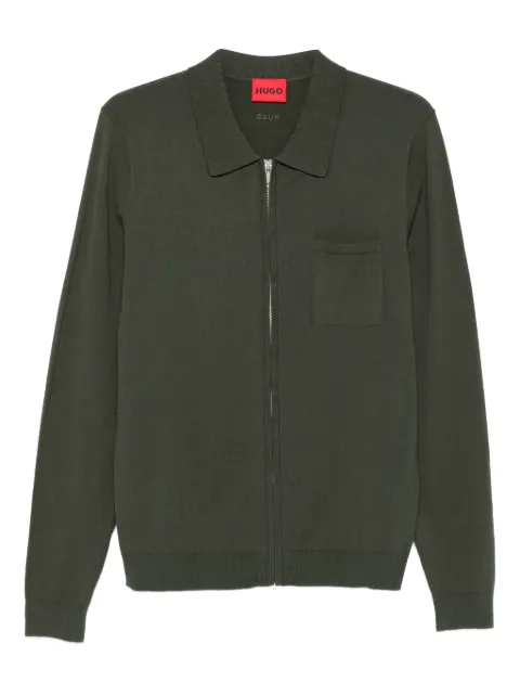 BOSS front-zipped single-pocket cardigan