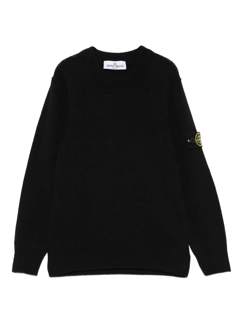 Stone Island Junior logo-patch wool jumper Zwart