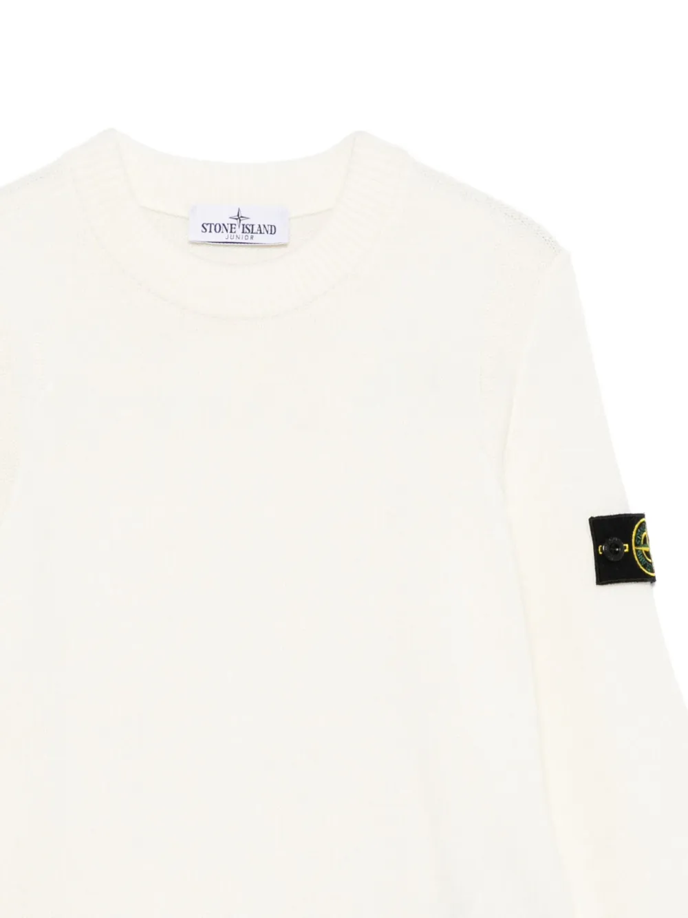 Stone Island Junior logo-patch crew-neck jumper Wit