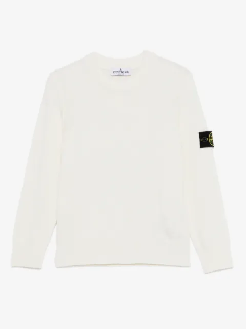Stone Island Junior suéter con cuello redondo y parche del logo