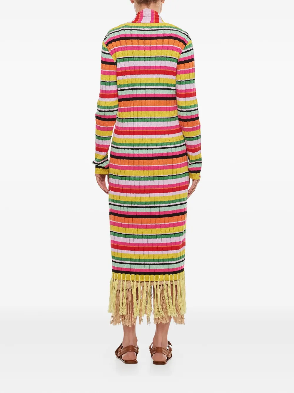 Gio Giovanni Gerosa Cotton Fringes Long Cardigan In Multi